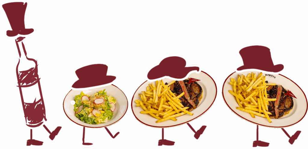 Monday Special at Rowley's DIFC - wine salad and two steaks with fries Abbey Road style